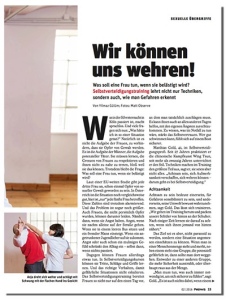 Artikel über Selbstverteidigung für Frauen im News Magazin (Februar 2016)